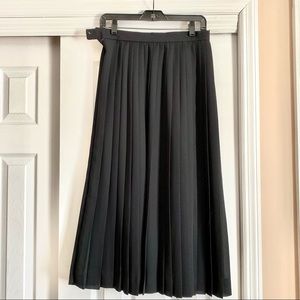 Black Pleated Midi Skirt